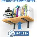 Heavy Duty Shelf Brackets, 6 Pack 12 Inch Black L Metal Shelving Brackets, 5mm Thick Rustic Shelf Support Bracket for DIY Open Shelving ( L 12" x H 6" x W1.5)