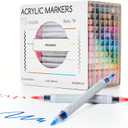 MEEDEN Artist Acrylic Paint Markers: 72 Colors Dual Tip Acrylic Marker with Brush & Round Tip - Waterproof Paint Pens Markers with Automatic Ink Control for Wood, Canvas, Glass, Rock, DIY, Ceramic