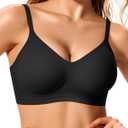LetsJoli Jelly Bras for Women 2026 No Underwire Wireless Tshirt Bra Push Up Seamless Bralettes w Support (Black, XL)