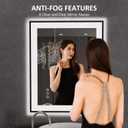LOAAO 24"X30" LED Bathroom Mirror Black Framed, Anti-Fog, Dimmable, Lighted Bathroom Vanity Mirror for Wall, Memory Function, Tempered Glass