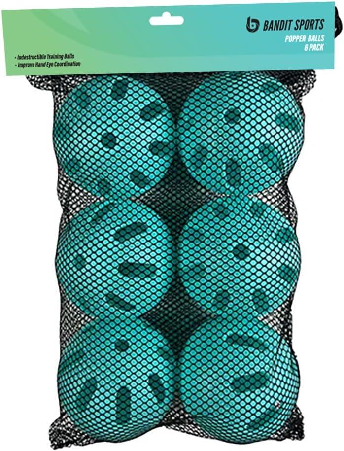 Bandit Sports Popper Balls, Plastic Baseballs, Made of Impact-Resistant and Rebounding Material, Perfect Practice Baseballs for Baseball & Hitting Ball Training (6 count)