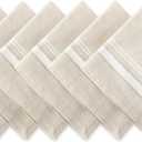 DII French Stripe Tabletop Collection Farmhouse Style Dining Table Linen Napkin Set, 20x20, Taupe/White, 6 Piece