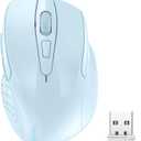 TECKNET Wireless Mouse, 2.4G Ergonomic Optical Mouse, Computer Mouse for Laptop, PC, Computer, Chromebook, Notebook, 6 Buttons, 24 Months Battery Life, 2600 DPI, 5 Adjustment Levels - Lightblue