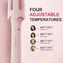 Auto Rotating Hair Curler - 4 Temperature and Timer Settings, Automatic Curling Iron with Automatic Shut-Off, Anti-Tangle and Scalding, Curling Wand for Long Lasting Curls (Pink)