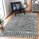 Wonnitar Moroccan 3x5 Washable Area Rug, Boho Living Room Rug, Non-Slip Farmhouse Rustic Bedroom Throw Mat, Non-Shedding Soft Geometric Floor Carpet for Kitchen Entry Office (Dark Grey,3'x5') (3' x 5')
