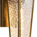 Outdoor Wall Light Fixtures, Vintage Gold Waterproof Exterior Wall Lantern with E26 Socket & Glass Shade, 16.7in Porch Sconce Lighting for Garage, Patio, Front Door Entryway