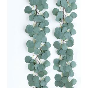 mizii 2 Strands Artificial Vines Eucalyptus Garland 72" Fake Vine with Silk Green Leaves Faux Hanging Plants Greenery Decorations for Bedroom Table Centerpieces Wall Party Wedding Room Decor (Green)