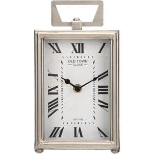 NIKKY HOME Metal Table Clock, Retro Silver Table Clock Non-Ticking, Vintage Desk Clock HD Glass Battery Operated Quartz Movement for Bedroom Living Room Indoor Decoration