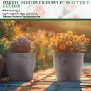 CroBlissful 5 Pack Flower Pots 5 Inch Outdoor Plant Pots for Indoor Marble Pattern Plastic Tree Planters with Drainage Holes Gardening Gifts for Patio Home Garden Desk Decoration