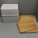 8 Pack Plastic Storage Bins with Bamboo Lids - Stackable Storage Baskets with Handle for Pantry Organizer and Storage, Plastic Containers Bins for Kitchen Bathroom Classroom Office Shelves