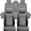 Elantrip Car Seat Cover Full Set Leather Car Seat Protector Universal fit for Most Cars SUVs and Trucks Water Proof Front and Rear Seat Protector Gray