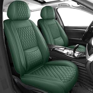 ZenRide Green Thick Nappa Leather Automotive Front Car Seat Covers Set of 2