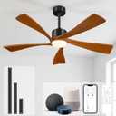 60" Smart Ceiling Fan with Light, Alexa/App/Remote Control 5 Blades Walnut
Dimmable 3CCT, Timer, 6 Speeds, ETL Listed, Reversible DC Motor, Solid Wood Fans, Modern Outdoor Ceiling Fan for Patio Indoor