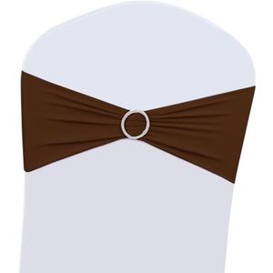 100PCS Wedding Chair Decorations Stretch Chair Bows and Sashes for Party Ceremony Reception Banquet Spandex Chair Covers slipcovers (100, Coffee)