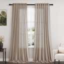 Extra Long Curtains 2 Panels 102 Inches Long for Living Room Light Taupe Back Tab Rod Pocket Light Filtering Semi Sheer Drapes Cotton Linen Textured Window Curtain 102 Inch Length for Bedroom 9 FT (52"W x 102"L (Pack of 2))