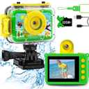 GKTZ Kids Camera - Waterproof Underwater Camera for Kids, Christmas Birthday Gifts for Boys Age 3-12, 1080P HD Children Digital Action Camera, Pool Toys for Kids Age 4-12 (Green)