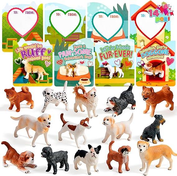 joyin valentines day card with dog figure toys 14pcs