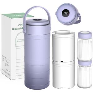Portable Breast Milk Cooler for Outdoors, 360 All-Round Cooling Keeps Milk Fresh for 24 Hours, 22oz Large Capacity Breastmilk Chiller with 2pcs BPA-Free Bottle for Breastmilk Storage, Purple