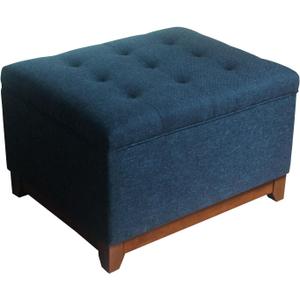 Homepop Home Decor | Upholstered Chunky Tufted Square Storage Ottoman| Hinged Lid Ottoman with Storage for Living Room & Bedroom, Blue, 24"D x 29.5"W x 18"H
