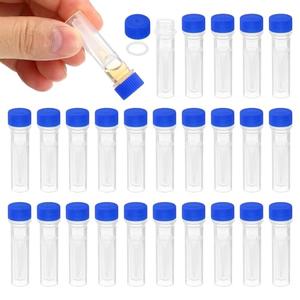 PATIKIL 0.5ml Plastic Cryogenic, 25Pcs Self Standing Cryogenic Vial Screw Top Frozen Test Tube for Lab Laboratory Science, Blue Cap