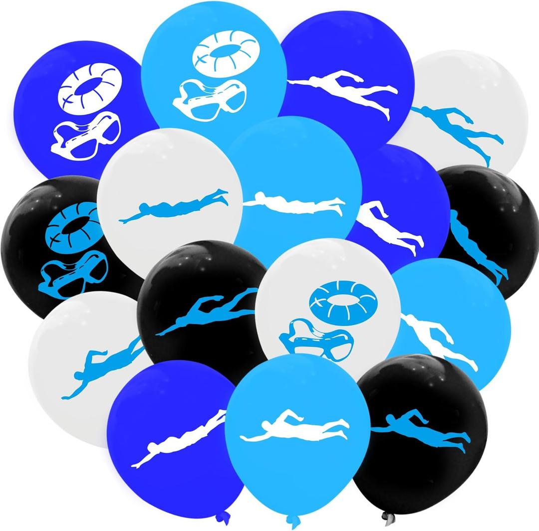 64PCS Swimming Balloons-Swimming Themed Party Supplies Decorations Swimming Action Sport Birthday Baby Shower Party Favors