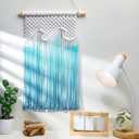 Bucherry Beach Wave Hanging Tassels Decor 14" x 20" Ocean Macrame Wall Hanging Coastal Tapestry Wall Art for Beach Themed Seafaring Living Room Bedroom Home Decoration