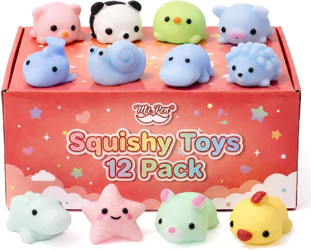 Mr. Pen- Pastel Animal Squishy Toys, 12 Pack, Washable Twistable Stretchy Squishies, Soft Stress Relief Sensory Toys for Squeezing,, Party Favors & Classroom Rewards