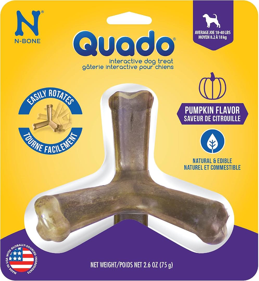 2 x N-Bone Quado Interactive Chew, Pumpkin Flavor, Average Joe, 2.8oz