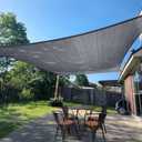 SUNLAX Sun Shade Sail 12' x 16' Dark Grey Rectangle Canopy Sail Shade Cover UV Block Permeable Sunshade Outdoor for Patio Backyard