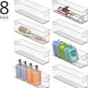 mDesign Plastic Bathroom Storage Container Bins w/ Handles - Closet, Cabinet, Vanity, Cupboard Shelf Organization, Hair Tools Accessory Organizer - Ligne Collection; Clear, ‎5x3.75x16 (Pack of 8)