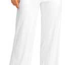 Soothfeel Wide Leg Pants for Women Petite/Regular/Tall High Waist Stretch Yoga Work Dress Lounge Sweatpants with Pockets (Large, White)