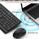 Wireless Keyboard and Mouse Combo, Full Size Quiet Key Computer Keyboard and Cordless Mice with 3 DPI Adjustable, 2.4G Lag-Free, Long Battery Life, Compatible with Windows and Mac Systems, Black