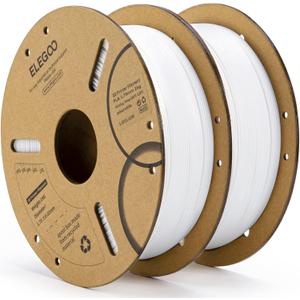 ELEGOO PLA Filament 1.75mm White 2KG, 3D Printer Filament Dimensional Accuracy +/- 0.02mm, 2 Pack 1kg Cardboard Spool(2.2lbs) 3D Printing Filament Fits for Most FDM 3D Printers