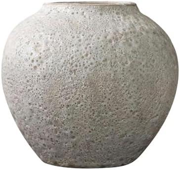 ELEFOCUS Cement Texture Ceramic Vase, Rustic Decorative Flower Planter Home Office Decoration, 7.48 x 11.41 Inch(Color:Light Gray - 7.48x9.44 Inch)