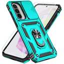 SunStory Case for Samsung Galaxy A36/A56 5G Case with HD Screen Protector & Slide Camera Cover & Rotated Ring Kickstand, [Heavy Duty Shockproof] Dual Layers Phone Case for Galaxy A36/A56 (Teal)