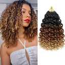 7 Packs Gogo Curl Crochet Hair for Women 12 Inch Pre-Twisted Curly Crochet Hair Pre Looped Deep Ocean Water Wave Beach Curl Crochet Braids Synthetic Braiding Hair Extensions (12 Inch, 1B/30/27)