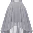 BeryLove Cocktail Prom Dresses 2025 Formal Wedding Guest Dresses Sleeveless Lace High Low Homecoming Dress (Large, Grey)