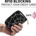 Spider Web RFID Credit Card Holder Wallets Accordion for Women Leather Zipper Card Case Accordion Wallet for Ladies Girls