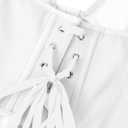 Women's Y2K Leather Halter Top Backless Corset Bustier Top Lace Up Sexy Going Out Crop Tank Halter Neck Party Club (White)