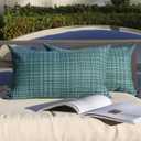 Kevin Textile Outdoor Waterproof Throw Pillow Covers 12x24 Inch Pack of 2 Woven Faux Linen Farmhouse Decorative Water Resistant Lumbar Cushion Covers for Tent Patio Garden Couch Sofa Teal