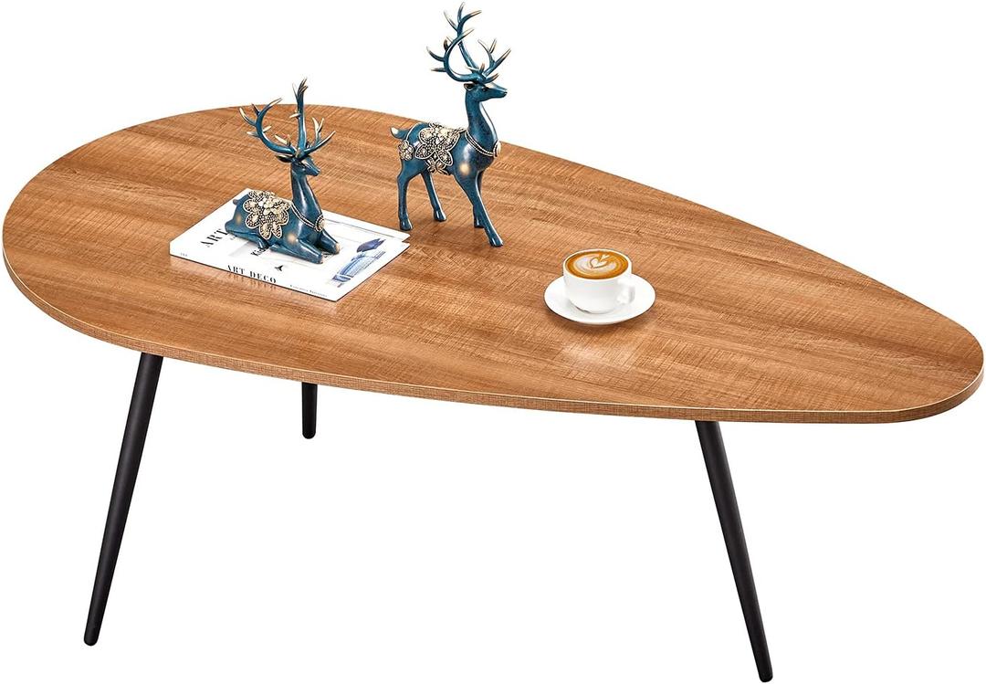 SAYGOER Mid Century Modern Coffee Table for Living Room Rustic Oval Coffee Table Small Retro Accent Sofa Center Table for Living Room,22.2" D x 42.5" W x 17.1" H, Walnut Oak