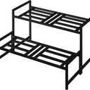 Lilybud--lily Plant Stand Indoor Outdoor, 2-Tier Wrought Iron Plant Stands, Stackable Metal Plant Shelf Decorative Outdoor Flower Stand Heavy Duty Pedestal Stands for Garden Deck Living Room, Black