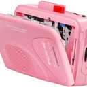 Cassette Player Tape Recorders AM/FM Radio, Portable Tape Player Records Built in Speakers Manual Record - 2AA Battery Or DC 5V Supply with 3.5MM Earphone- Pink