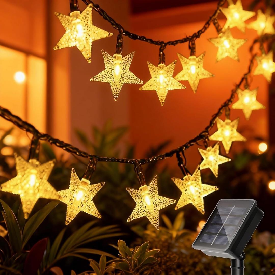 Twinkle Solar Star String Lights Outdoor Waterproof Fairy Lights 39FT 100 LED with 8 Lighting Modes for Camping Garden Wedding Party Tree Holidays Backyard Patio(Warm White)