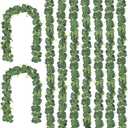 CQURE 9Pcs Eucalyptus Garland,Artificial Eucalyptus Leaves Table Greenery Garland Wreath Vines for Wedding Party Table Bedroom Wall Decor (53.1 Ft)