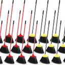 WILLBOND 20 Pcs Heavy Duty Broom Outdoor Indoor Commercial Angle Brooms Bulk for Courtyard Garage Lobby Mall Market Floor Home Kitchen Room Office Pet Hair Rubbish 54 Inch(Red, Yellow)