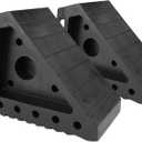 MaxxHaul Solid Rubber Wheel Chock 2-Pack | 8" x 4" x 6" Heavy-Duty Tire Stop | Non-Slip Traction Pads | Built-in Handle | All-Weather Vehicle Safety Block | Black | (70472)