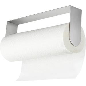 YIGII Paper Towel Holder Under Cabinet - Self Adhesive Paper Towel Rack Wall Mount for Kitchen, SUS-304 Stainless Steel Brushed (Oval-Arm, Silver)