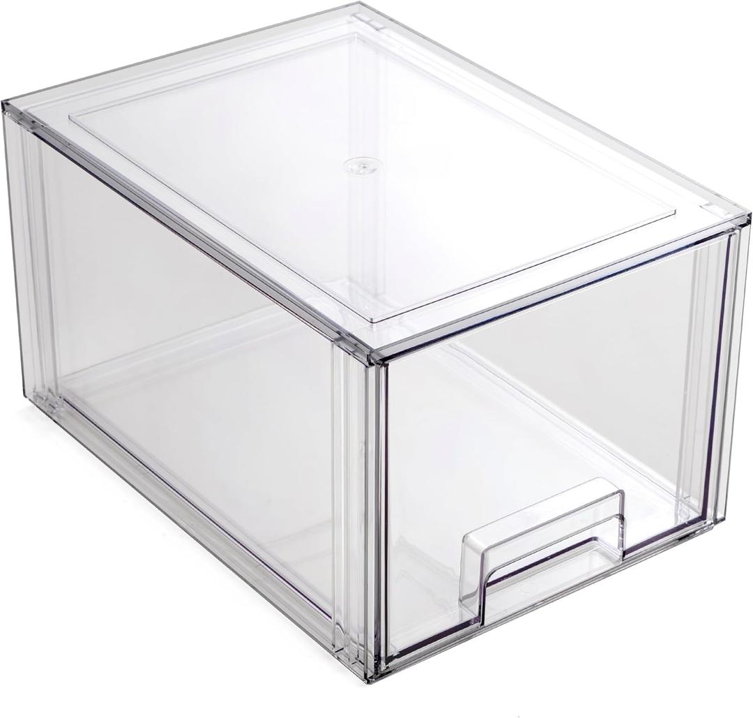 BINO | Stackable Storage Drawers, Tall Small - Clear | THE CRATE COLLECTION | Storage Bins With Drawers Bathroom Organizers and Storage Organization and Storage Under Sink Organizer Vanity Cabinet