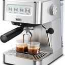 Gevi Espresso Machine 20 Bar, Coffee Machine with Milk Frother, Stainless Steel Espresso Maker for Cappuccino, Latte, Silver